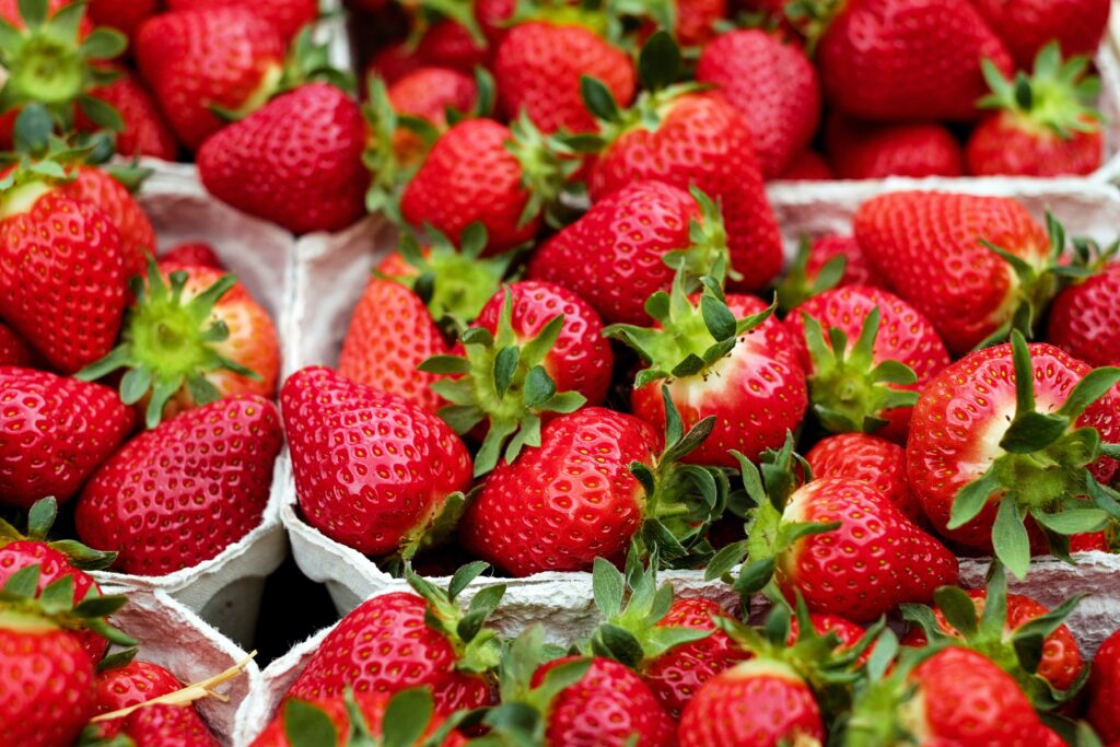 Close-up of fresh organic strawberries